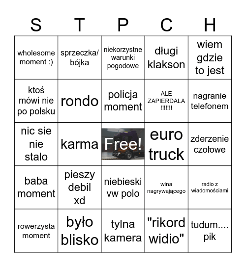 STOP CHAM Bingo Card