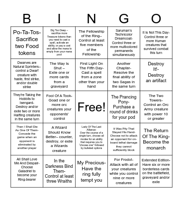 Unexpected Commander Party Bingo Card