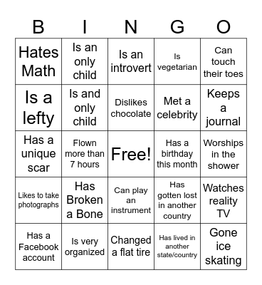 Find Someone Who Bingo Card
