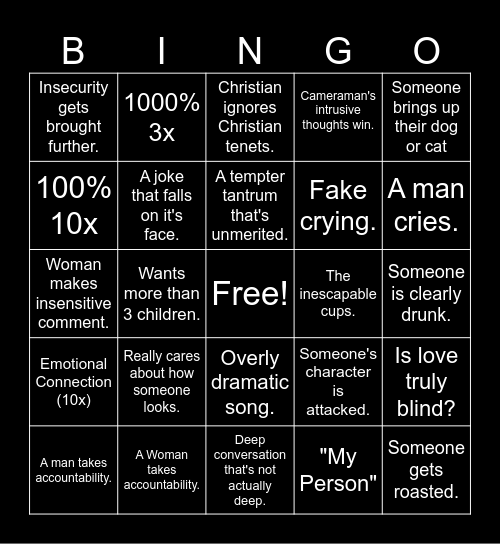 Love is Blind Bingo Card