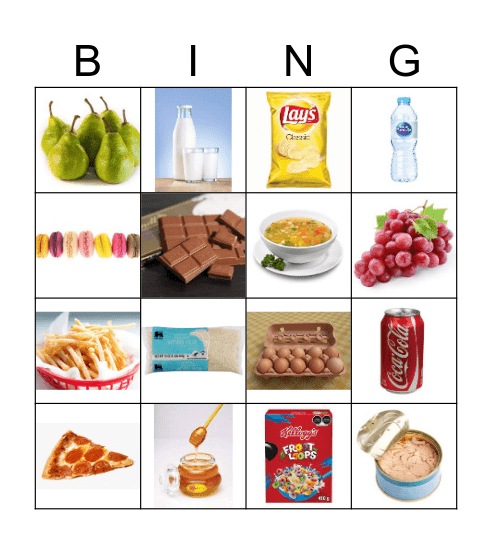 Food Bingo Card