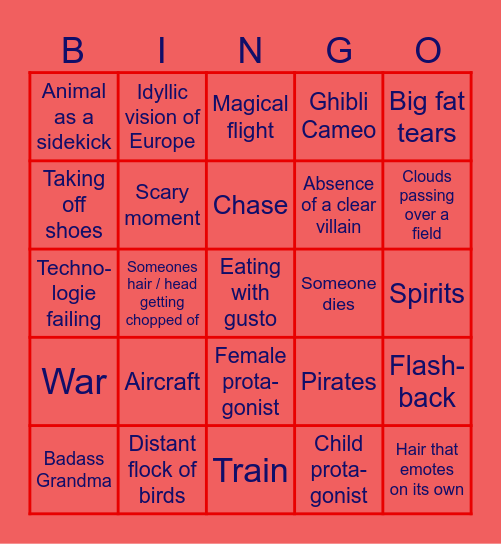 Studio Ghibli BINGO Card