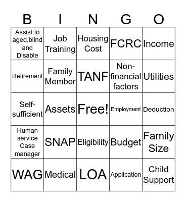 Illinois Department Human Services Bingo Card