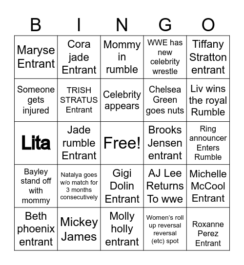 2024 wrestling Bingo Card