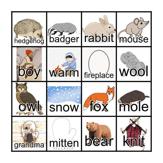 The Mitten Bingo Card