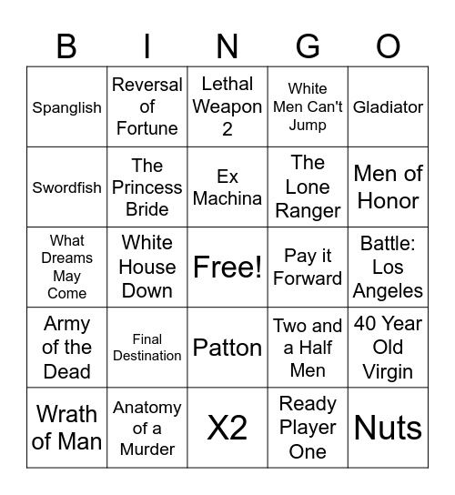 Movies_01272024 Bingo Card