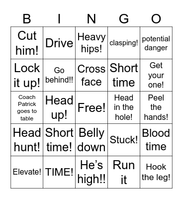 Vandal Wrestling Bingo Card