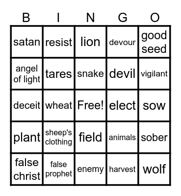 Deception Bingo Card