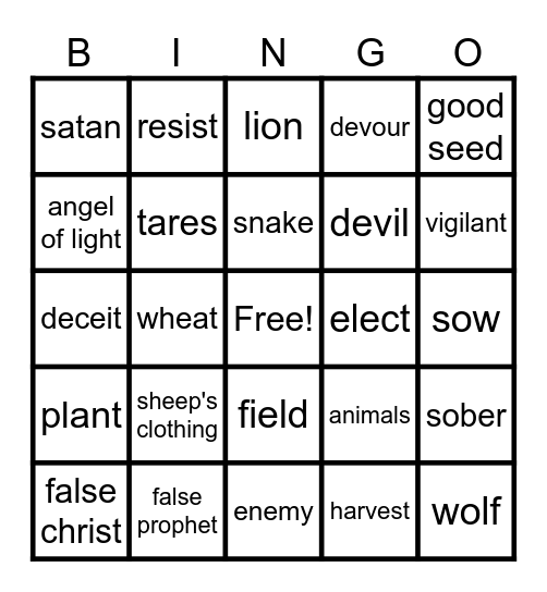 Deception Bingo Card