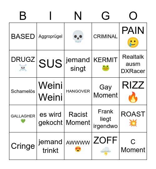 SCHAMELÖSE Bingo Card