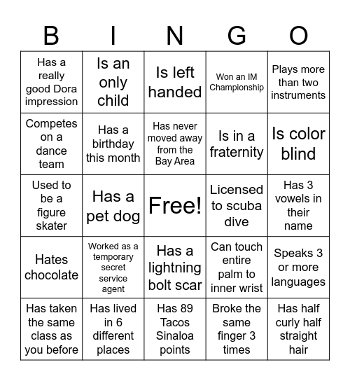 HCG Social Night 2 Bingo Card
