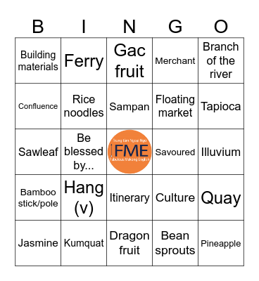 CAI RANG FLOATING MARKET WITH FME Bingo Card