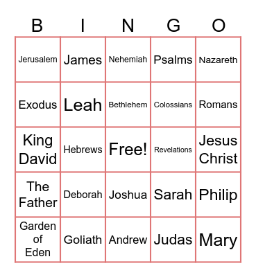 BIBLE BINGO Card