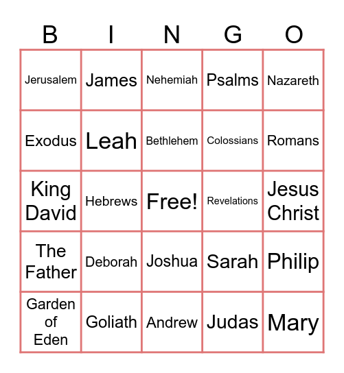 BIBLE BINGO Card