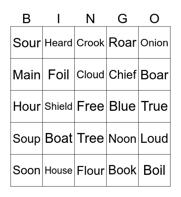 Vowel Diagrap bingo Card