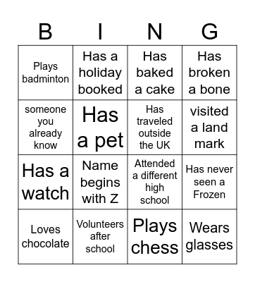 Ice-Ice Breaker! Bingo Card