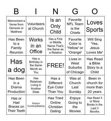 Human Bingo Card