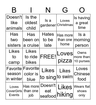 CoverGirls Bingo Card