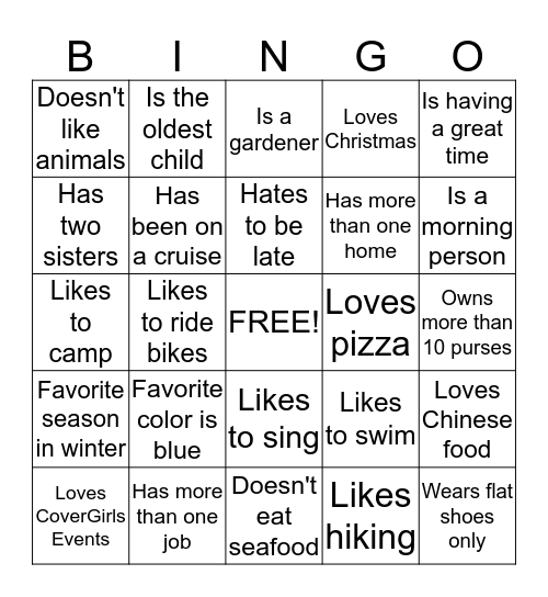 CoverGirls Bingo Card