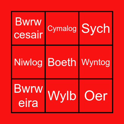 Tywydd - Weather Bingo Card
