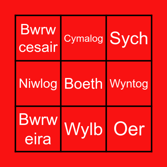 Tywydd - Weather Bingo Card