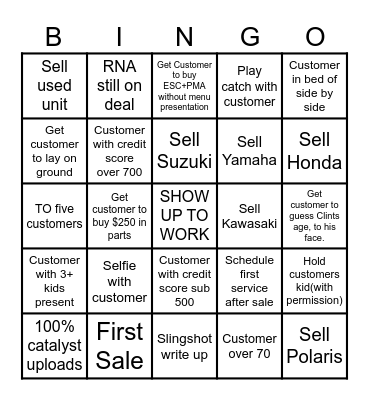 Sales Bingo! Bingo Card