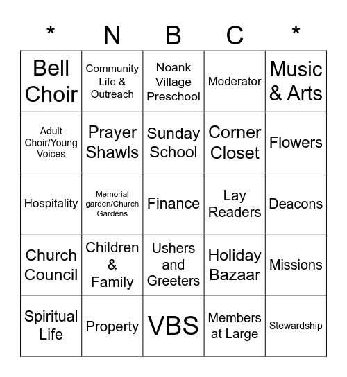 Be My Volunteer Bingo Card