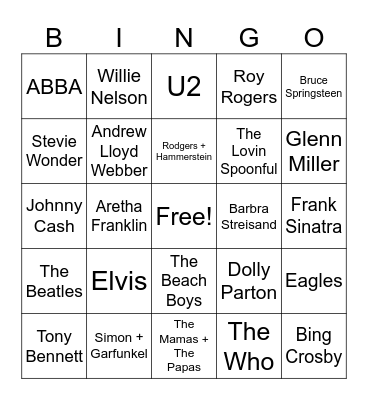 Music Bingo Card