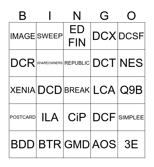 EUS BINGO Card