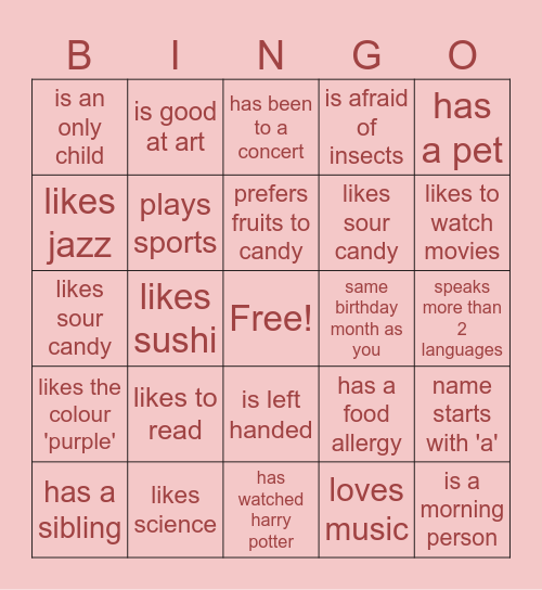 Find someone who Bingo Card