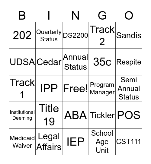 IRC BINGO Card