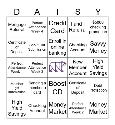 DAISY - O Bingo Card