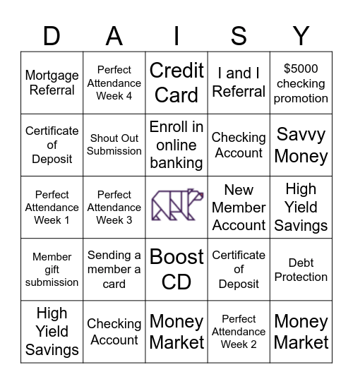 DAISY - O Bingo Card