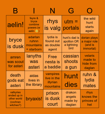 house of flame and shadow Bingo Card