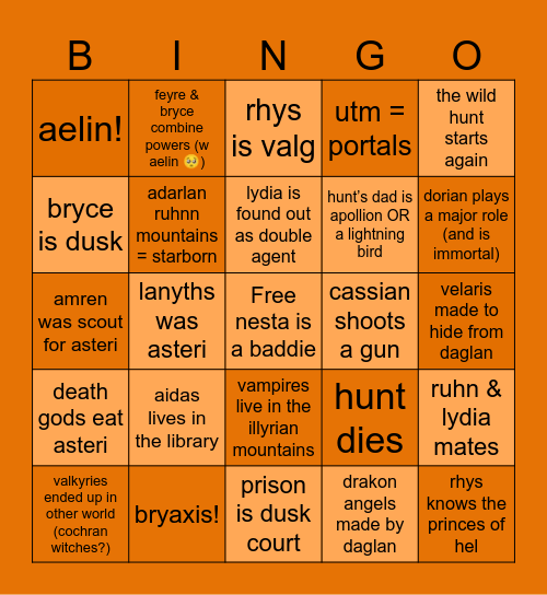 house of flame and shadow Bingo Card