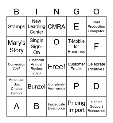 The UPS Store Bingo Card