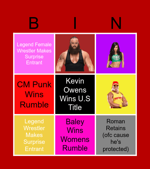 Royal Rumble 24, Bingo Card