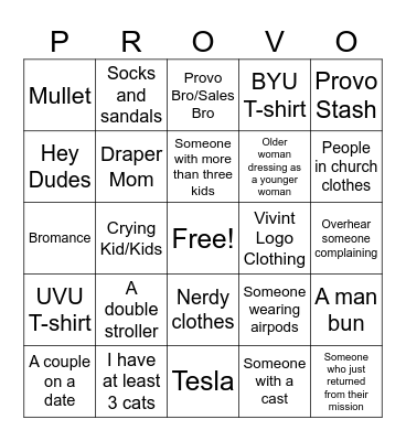 People-Watching Bingo Card