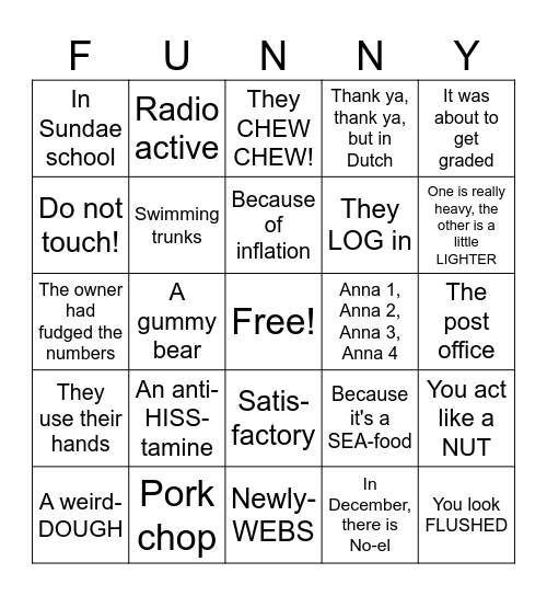 Dad Jokes B I N G O Bingo Card