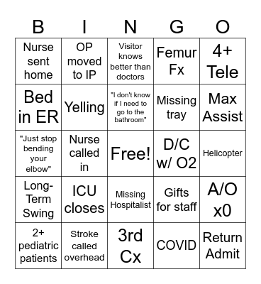 Med/Surg BINGO Card