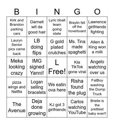 L Free Family Bingo Card