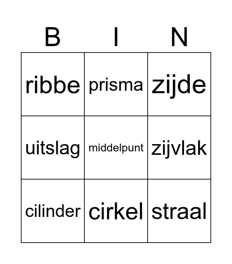 RUIMTEFIGUREN Bingo Card