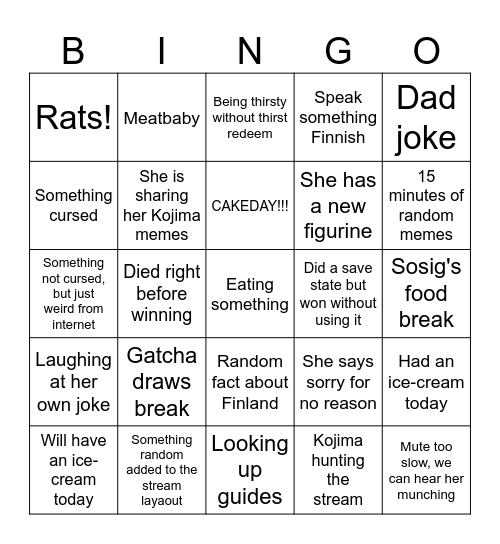 Karin's stream Bingo Card