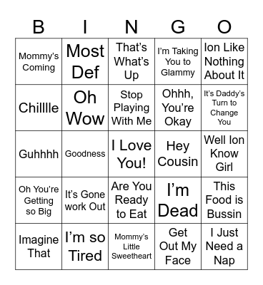MOMMY BINGO Card