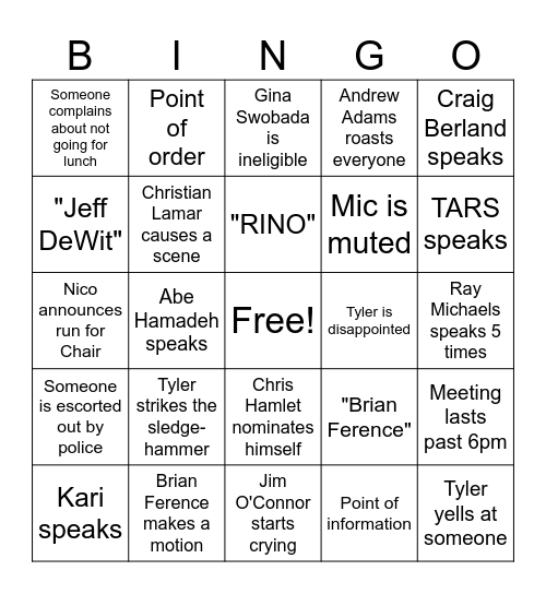 AZGOP Bingo Card