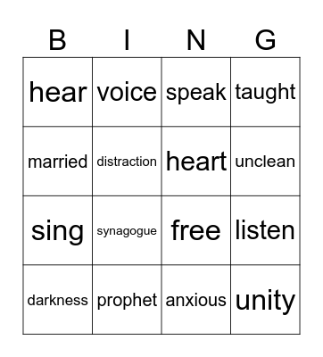 4th Sunday in Ordinary Time Year B Bingo Card