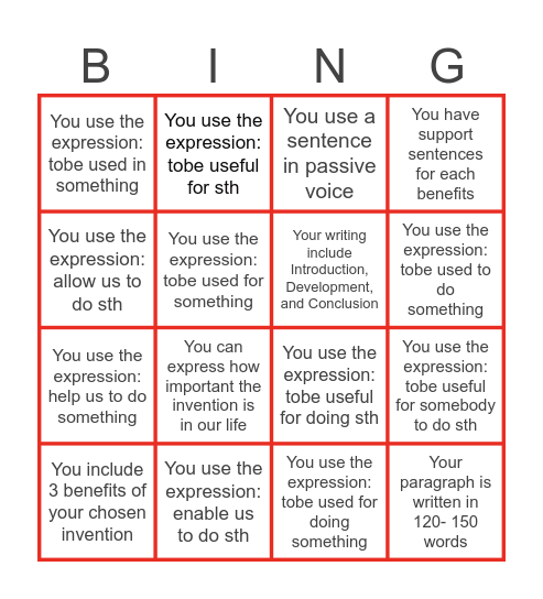 Polish your writing Bingo Card