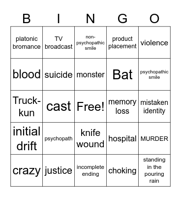 Kdrama Bingo Card