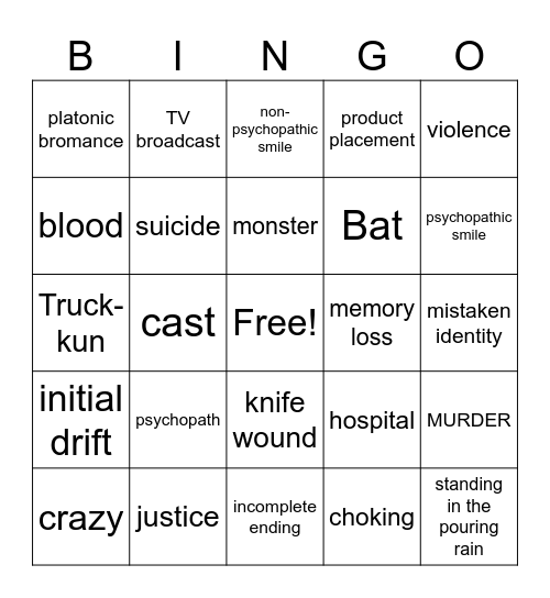 Kdrama Bingo Card