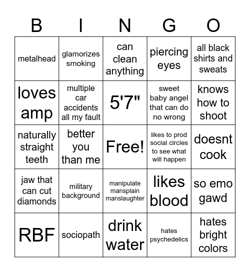 Bro Bingo Card